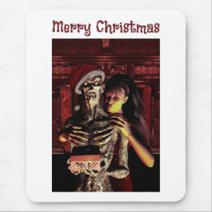 Frohe Weihnachten. Lustiges Skelett mit Frau Mousepad