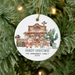 Frohe Weihnachten   Lustiges Western-Wüsten-Foto Keramik Ornament