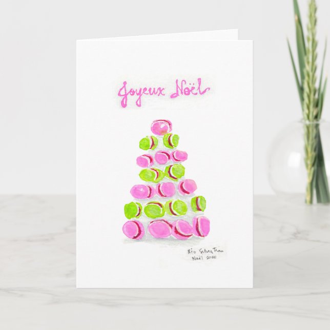 Frohe Weihnachten Macarons Christmas Card Karte (Vorderseite)