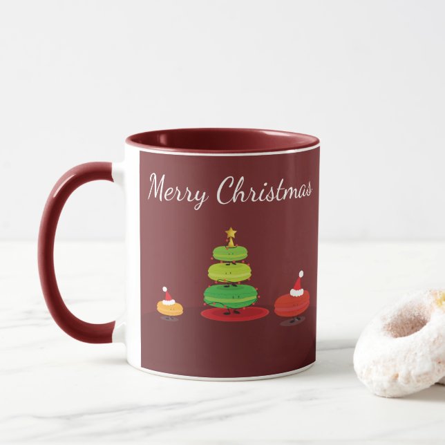 Frohe Weihnachten Macarons | Tasse (Mit Donut)