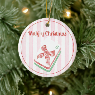 Frohe Weihnachten Mahjong Keramik Ornament
