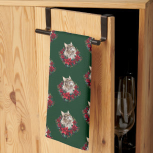 Frohe Weihnachten Maine Coon Katze Geschirrtuch