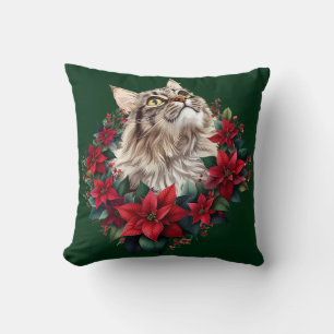 Frohe Weihnachten Maine Coon Katze  Kissen