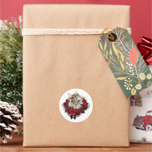 Frohe Weihnachten Maine Coon Katze Runder Aufkleber