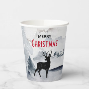 Frohe Weihnachten Majestic Deer Watercolor Pappbecher