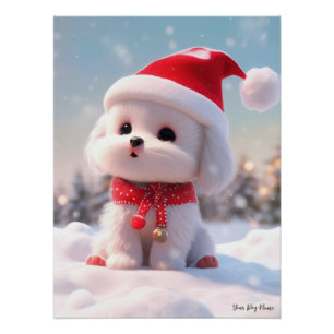 Frohe Weihnachten, Malteser Hund Welpe 01 - Happy Poster
