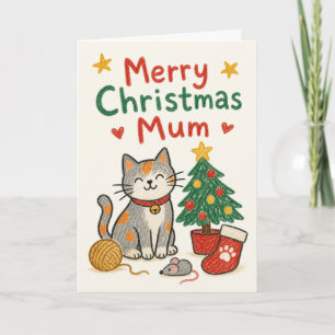 Frohe Weihnachten Mama von der Katze Karte