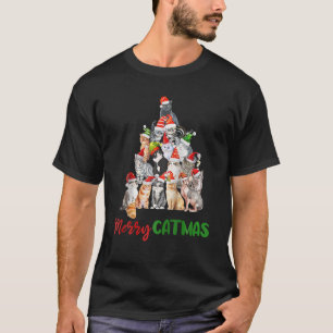 Frohe Weihnachten Männer Frauen Kinder Funny Cat W T-Shirt