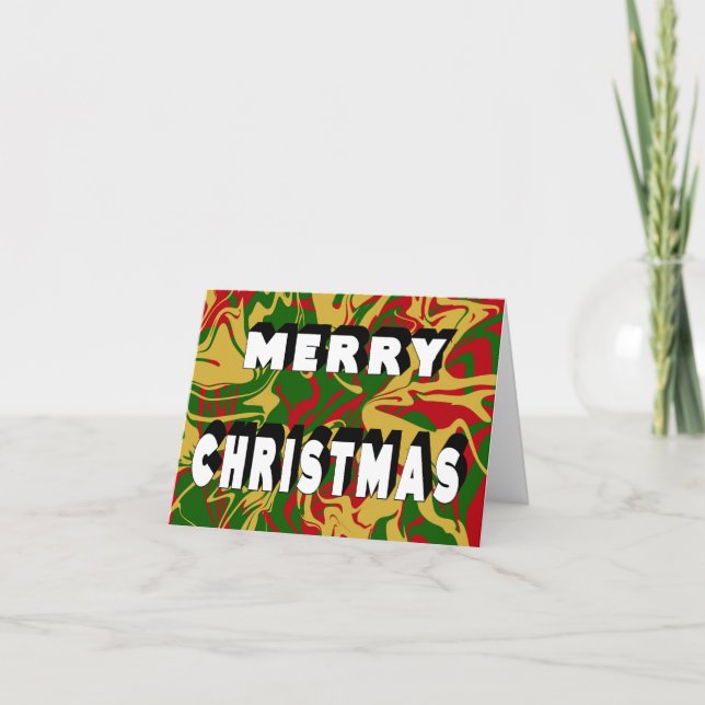 Frohe Weihnachten Marmor Rot Grün Gold  (Vorderseite)