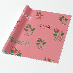 Frohe Weihnachten Matte Pink Geschenkpapier