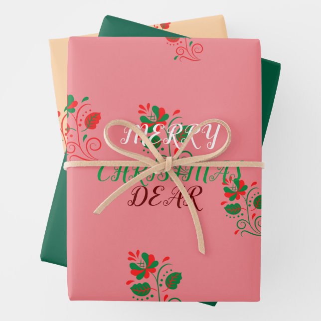 Frohe Weihnachten Matte Pink Geschenkpapier Set (Beispiel)