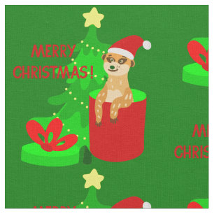 frohe weihnachten meerkat santa lustig stoff