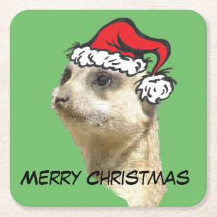Frohe Weihnachten Meerkat Santa Untersetzer