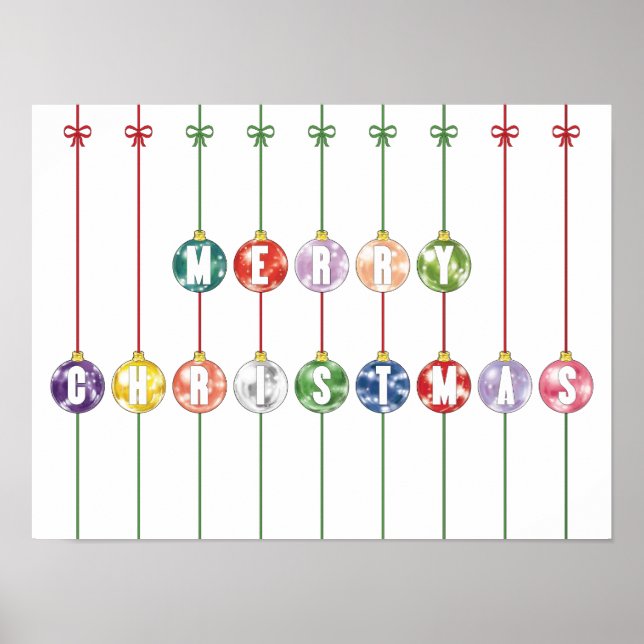 Frohe Weihnachten mehrfarbige Glass Ball Ornamente Poster (Vorne)