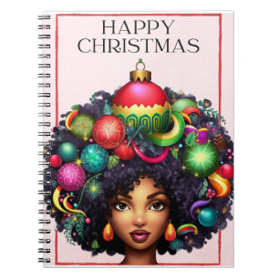 Frohe Weihnachten Melanin Woman Black Girl Magic S Notizblock