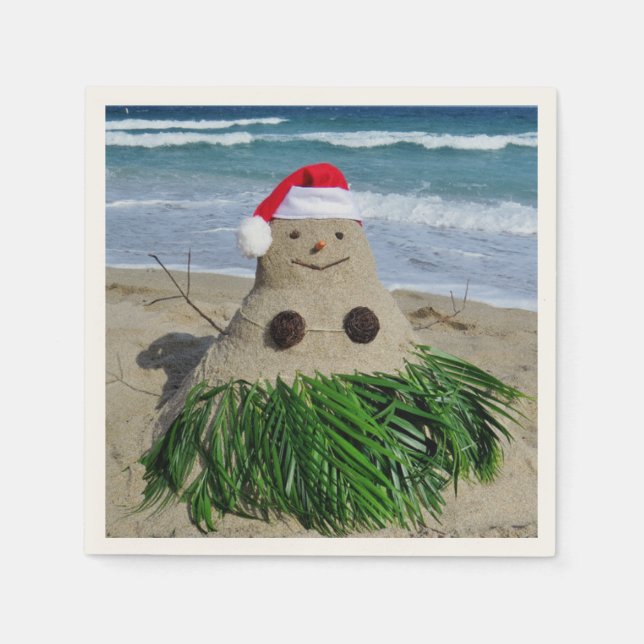 Frohe Weihnachten Mele Kalikimaka Sandman Snowman Serviette (Vorderseite)