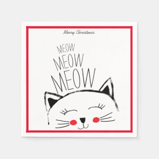 Frohe Weihnachten Meow niedliche Katze Serviette