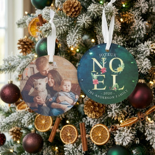 Frohe Weihnachten Merry Christmas Poinsettia Foto  Ornament