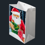 Frohe Weihnachten - Merry Christmas - Santa Claus Mittlere Geschenktüte<br><div class="desc">Santa Claus - Fröhlicher Weihnachtsmann bringt seine Geschenke zu Weihnachten unter dem Schnee.</div>