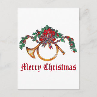 Frohe Weihnachten - Messinghorn und Stechpalme und