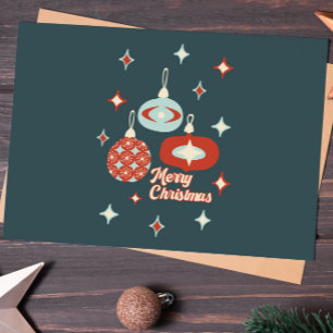 Frohe Weihnachten Mid Century Modern Ornamente Postkarte