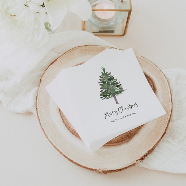 Frohe Weihnachten | Minimaler einfacher Kiefer Serviette (Elegant holiday napkins with a simple pine tree for Christmas)