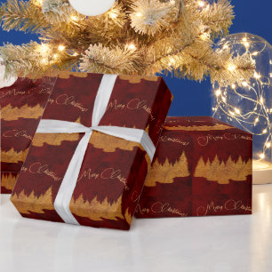 Frohe Weihnachten - minimalist - goldene Tannen Geschenkpapier