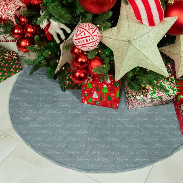 Frohe Weihnachten Minimalist Schrift Polyester Weihnachtsbaumdecke (Von Creator hochgeladen)