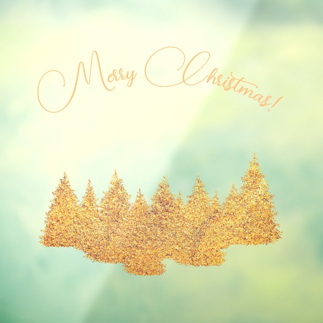 Frohe Weihnachten - minimalistisch - goldene Tanne Fensteraufkleber (Blatt 3)