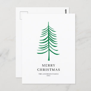 Frohe Weihnachten Minimalistisch Grün Moderne Bäum Postkarte