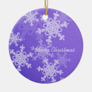 Frohe Weihnachten Minimalistisch Indigo Schneefloc Keramik Ornament