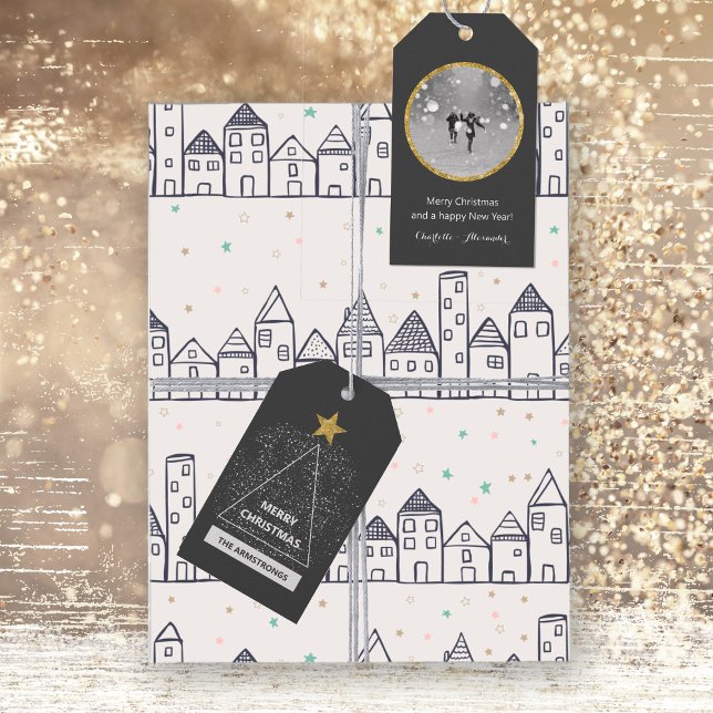 Frohe Weihnachten Minimalistisch Moderner Glitzer  Geschenkanhänger (Merry Christmas Minimalist Modern Glitter Star Gift Tags ©Susanne Sachers - Sunny Mind 🌞)