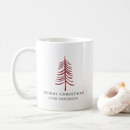 Frohe Weihnachten Minimalistisch Red Modern Tree Kaffeetasse