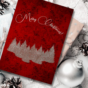 Frohe Weihnachten - minimalistisch - silberne Tann Folien Feiertagskarte