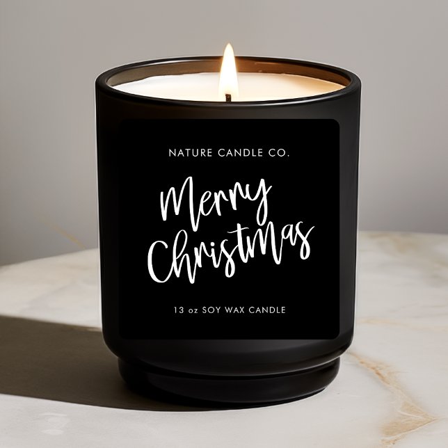 Frohe Weihnachten Minimalistisch Soy Candle | Mode Quadratischer Aufkleber (Von Creator hochgeladen)