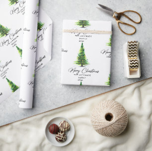 Frohe Weihnachten Minimalistische Pine Tree Wasser Geschenkpapier