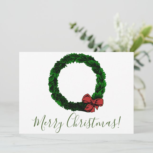 Frohe Weihnachten Minimalistische Pine Wreath & Re (Stehend Vorderseite)