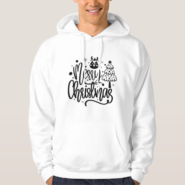 Frohe Weihnachten Minimalistische Weihnachtsfeiert Hoodie (Vorderseite)