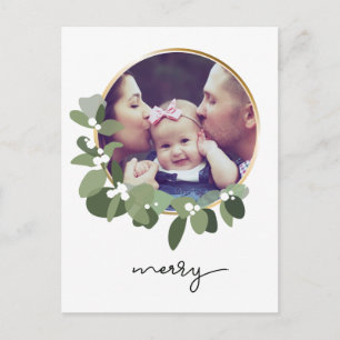 Frohe Weihnachten Minimalistischen Kranz-Foto Postkarte