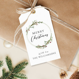 Frohe Weihnachten Minimalistischer Kranz Geschenkanhänger