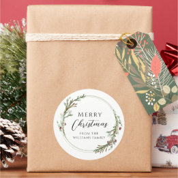 Frohe Weihnachten Minimalistischer Kranz Runder Aufkleber