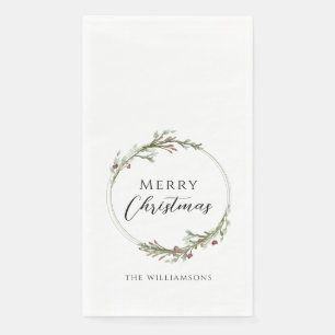 Frohe Weihnachten Minimalistischer Kranz Serviette