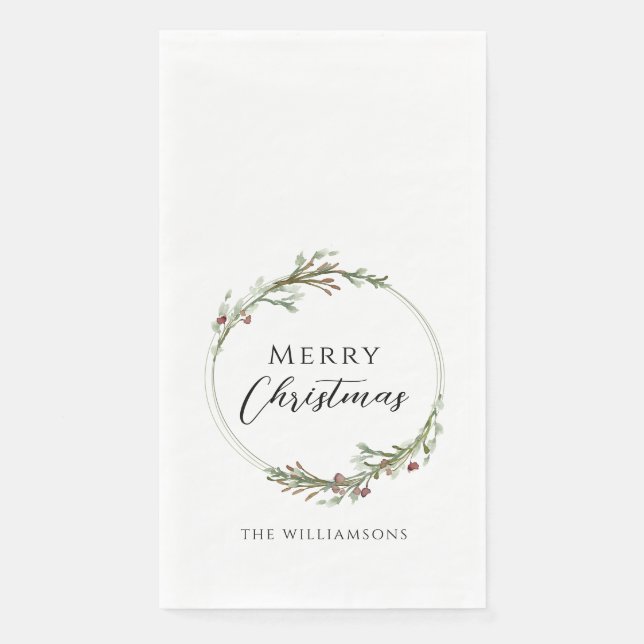 Frohe Weihnachten Minimalistischer Kranz Serviette (Vorderseite)