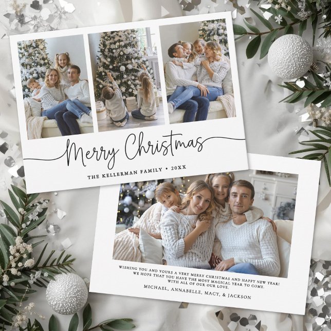 Frohe Weihnachten Minimalistisches Skript Elegante (Merry Christmas Minimalist Script Elegant Photo Holiday Card )