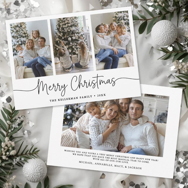 Frohe Weihnachten Minimalistisches Skript Elegante (Merry Christmas Minimalist Script Elegant Photo Holiday Card )