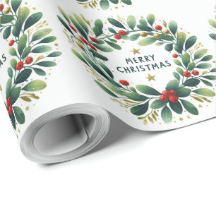 Frohe Weihnachten Mistelzweigkranz Geschenkpapier