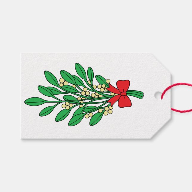 Frohe Weihnachten Mistletoe Geschenkanhänger (Vorderseite (Horizontal))