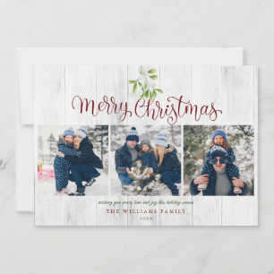 Frohe Weihnachten Mistletoe Rustic Wood 4 Foto