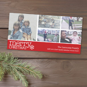 Frohe Weihnachten mit 5 Foto Collage - rot Zickzac