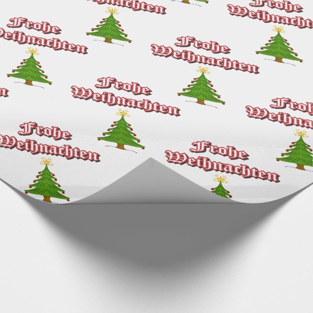 Frohe Weihnachten mit Bäumen Geschenkpapier (Ecke)